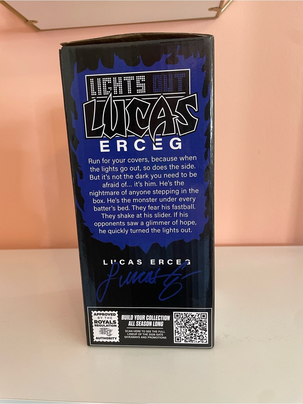 Lights Out Lucas Erceg Royals Battery Operated Bobblehead Figure New In Box - Picture 4 of 11